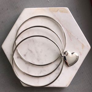 Tiffany bracelet triple bangle with heart charm